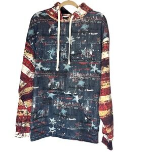 US Vintage Americana Hoodie‎ Mens XL Patriotic Stars & Stripes USA Flag